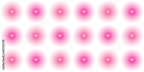 Seamless pattern Abstract blur gradient heart shape in pink color. vector element for social post, banner, poster, png isolated on white background.