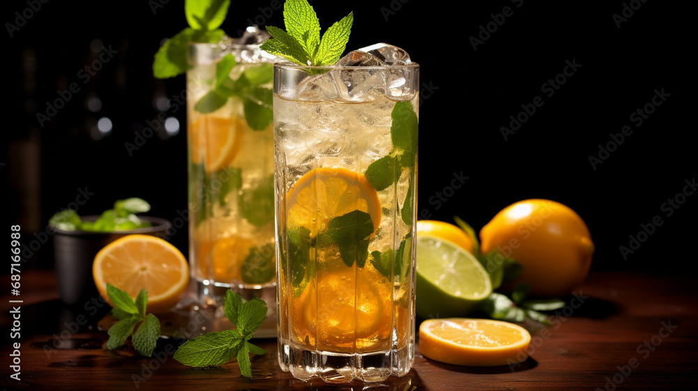 Fototapeta premium cocktail with lime HD 8K wallpaper Stock Photographic Image 