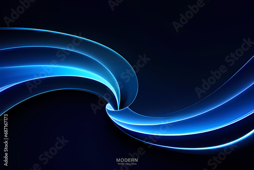 Abstract Blue on Black Background. colorful wavy design wallpaper. creative graphic 2 d illustration. trendy fluid cover with dynamic shapes flow.