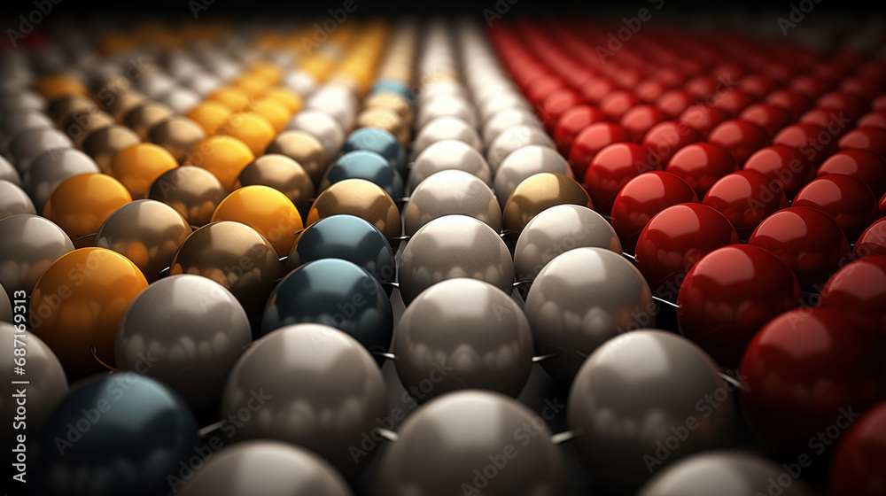 Array of glossy spheres in gradient colors. Array of glossy spheres in gradient colors.