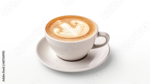 Cup of Latte Isolated on the White Background 
