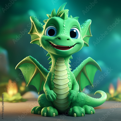 Beautiful New Year themed image of a fairytale dragon. For postcards  posters  advertising signs  souvenirs and other promotional products.