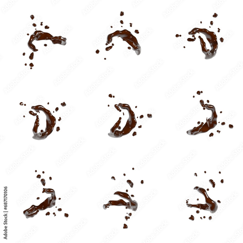 3D illustration of a fluid chocolate swirl splash 3D illustration of a fluid chocolate swirl splash