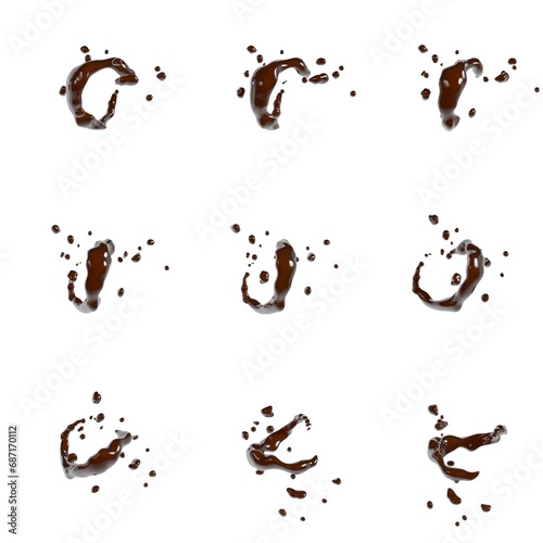 3D illustration of a fluid chocolate swirl splash