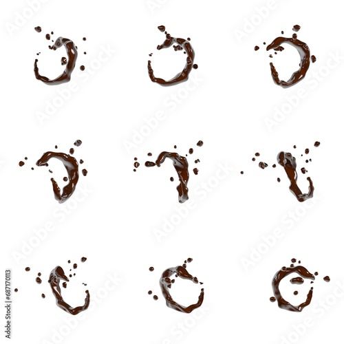 3D illustration of a fluid chocolate swirl splash