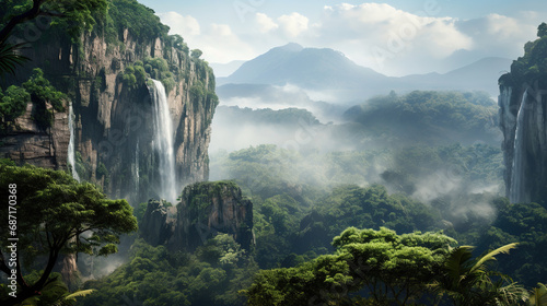Waterfall in the Jungle. Generative Ai