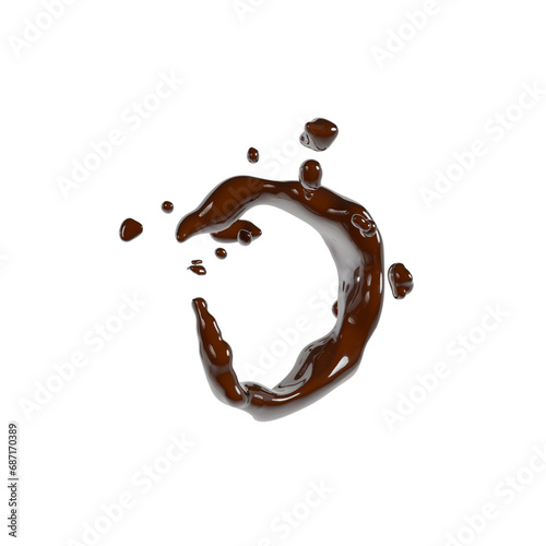 3D illustration of a fluid chocolate swirl splash