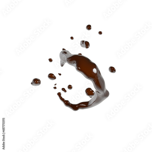 3D illustration of a fluid chocolate swirl splash