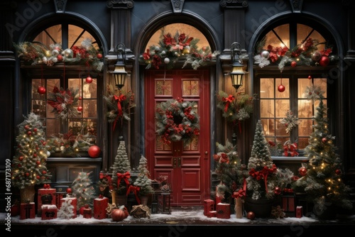 Christmas Decorated Doors - Generative AI