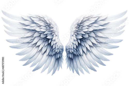 White angel wings llustration cut out transparent isolated on white background ,PNG file © HappyTime 17