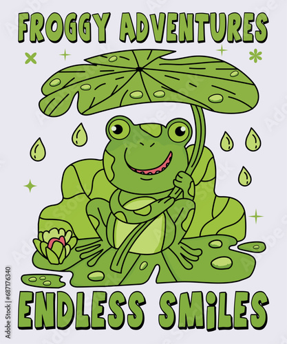 Froggy adventures, endless smiles Tshirt design