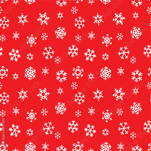 Snowflake pattern - vector snowflake pattern. Snowflakes on a red background, postcard for the holidays.