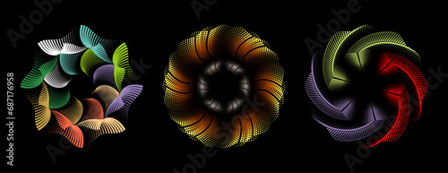 Gradient-colored wavy line in geometric shape, Trendy design element suits frames, round logos, signs, symbols, web graphics, and prints.	