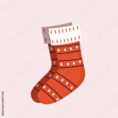 Christmas stockings vector. Colorful sock for winter holiday. Home decoration, for present. Merry Christmas. Christmas socks illustration vector.