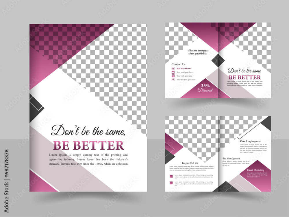 modern bifold business brochure template, 4 page