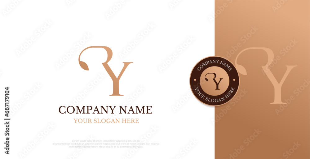 Initial RY Logo Design Vector  - obrazy, fototapety, plakaty 