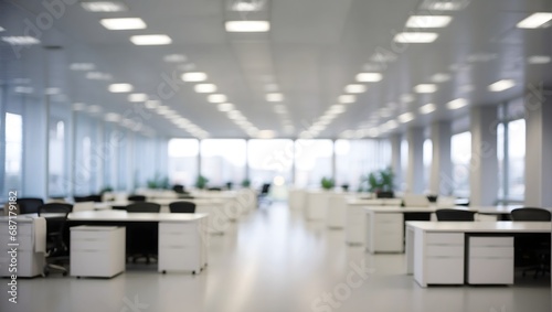 Blurred empty open space office. Abstract light bokeh at office interior background for design. © Amir Bajric