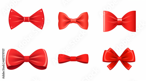 set of red bow on white background
