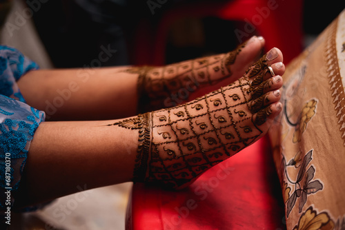 Indian Wedding Mehndi art on hand