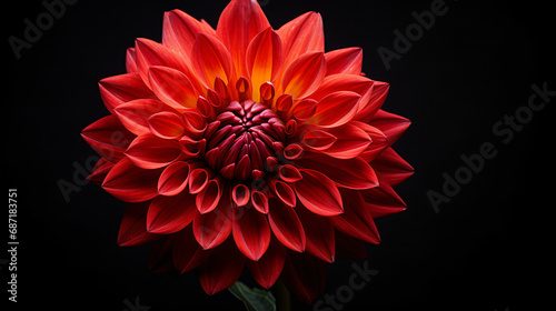 Exotic red dahlia flower isolated on black background © doly dol