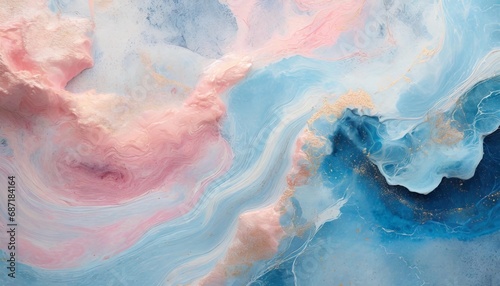Blush blue-pink fluid painting. Abstract background. Smoke or cloud wallpaper. - AI Generated