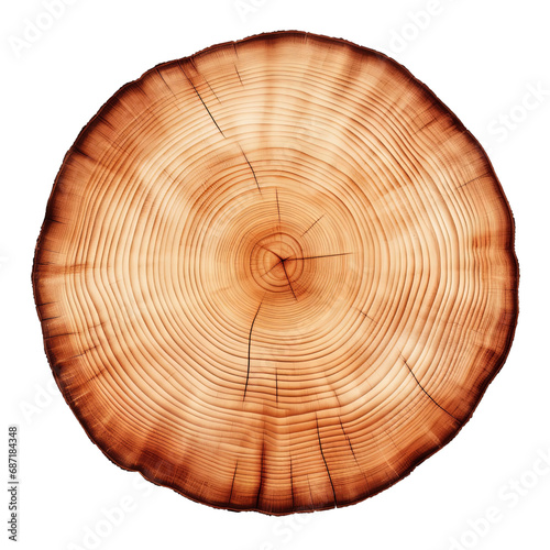 Closeup of tree ring isolated on transparent background, top view, PNG