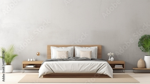 Home mockup modern bedroom interior background