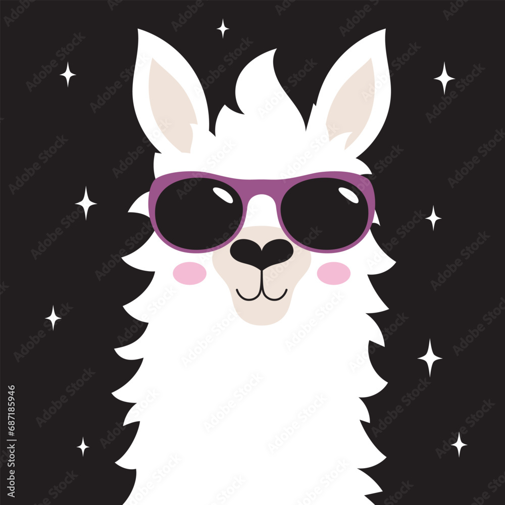 cute llama with sunglasses