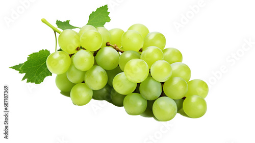 Green wine grapes isolated on transparent background, PNG image with background removed, Created with Generative Ai technology.