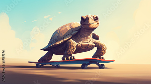 A tortoise riding on a skateboard Strategy
