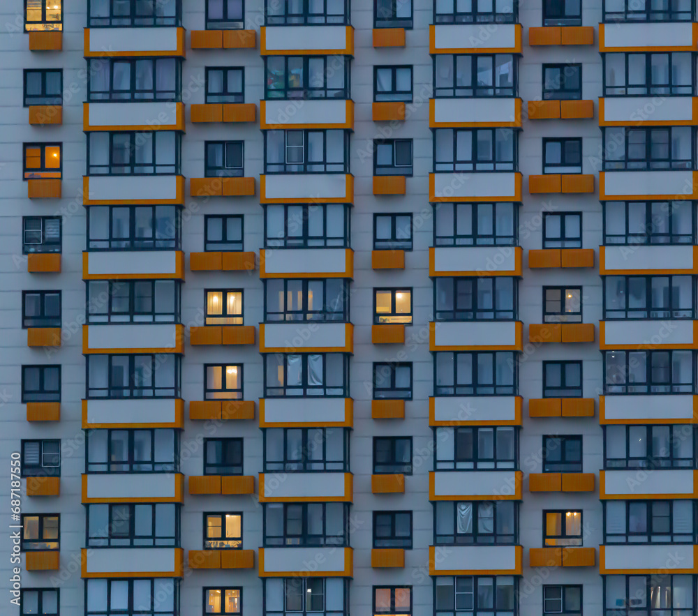 Urban multi-colored skyscrapers, Novorossiysk, Russia, 02.12.2023
