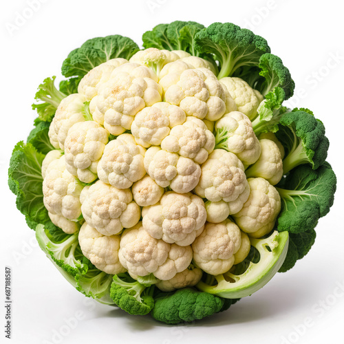 Cauliflower closeup on a white background. Generative AI