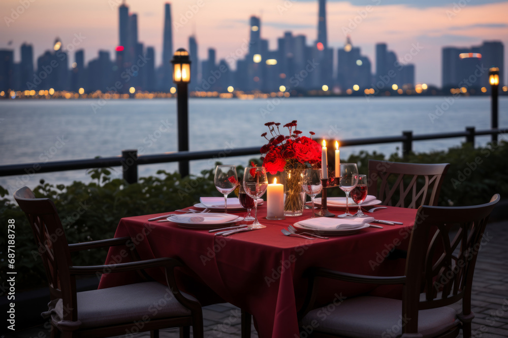 Modern Valentine's Rooftop Dinner with City View