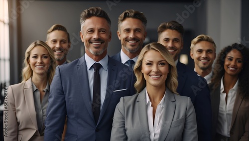 happy successful business team on white background