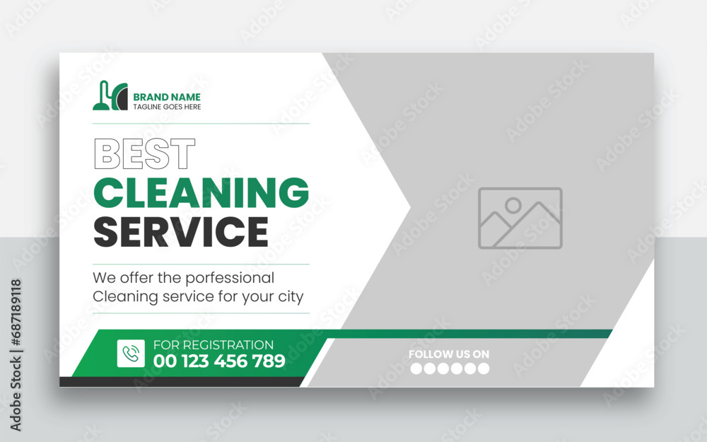 Obraz premium Cleaning service youtube thumbnail and web banner design template