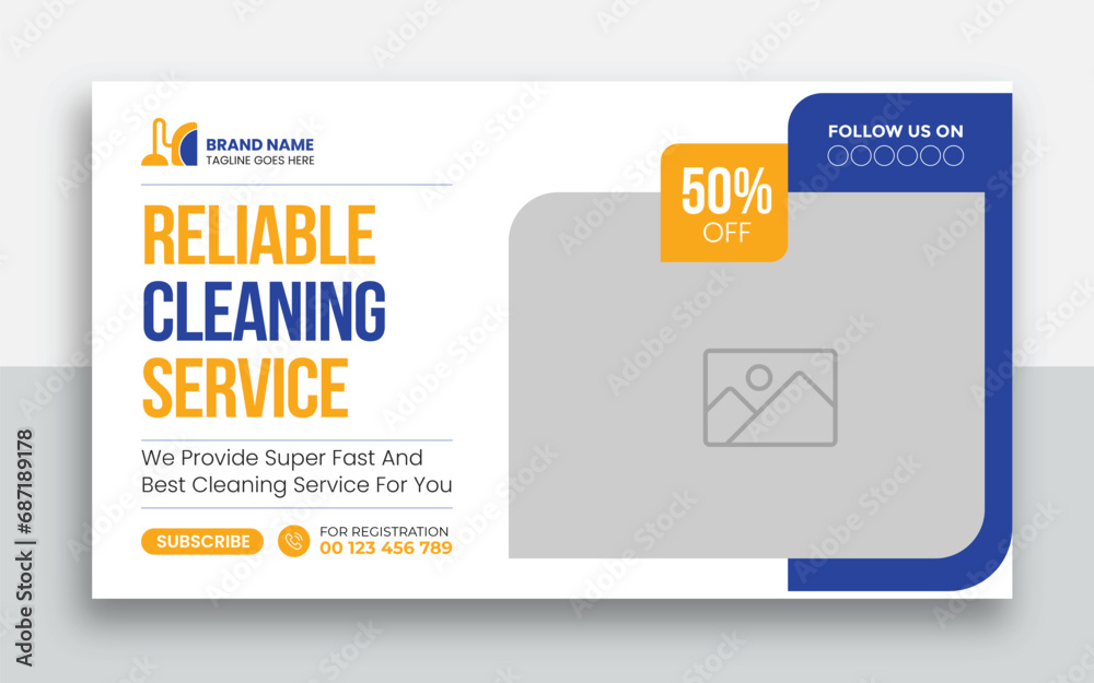 Cleaning service youtube thumbnail and web banner design template Cleaning service youtube thumbnail and web banner design template