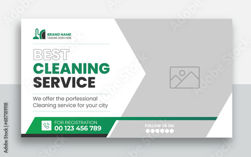 Cleaning service youtube thumbnail and web banner design template