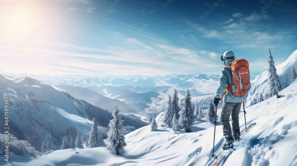 skiing in the mountains skiing in the mountains
