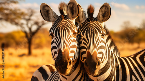 Two zebras in the savanna 