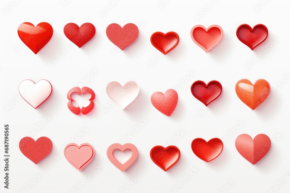 A bunch of different shapes and sizes of hearts