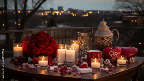 Modern Valentine's Rooftop Dinner with City View