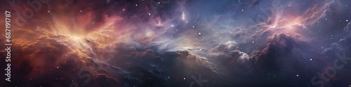 Mysterious Blue Nebula background, HD background, banner background,Purple tones #687191787