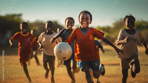african children playing soccer happy, happy african children