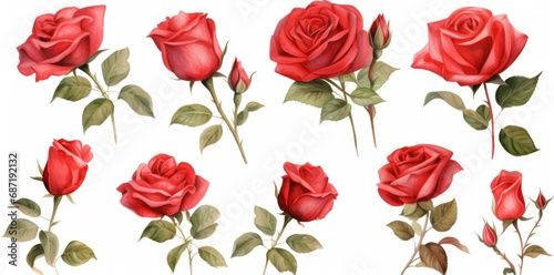 Watercolor Roses illustration  isolated on white background