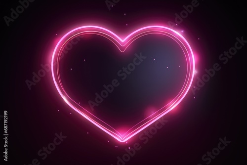 A neon heart on a dark background