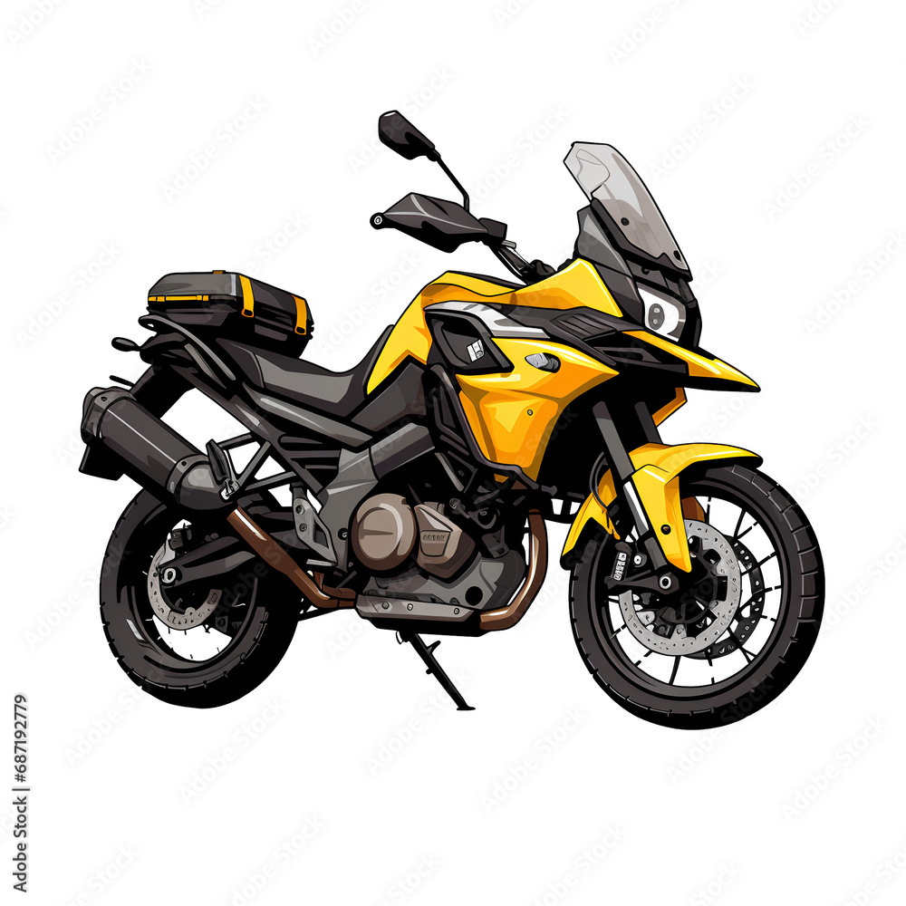 Motorcycle touring adventure on transparent background PNG. Motorcycle touring concept.