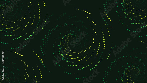 Abstarct green gradient spinning background in dark green color.