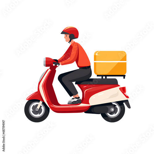 Minimalist drawing of a delivery man on a motorcycle on a transparent background PNG © I LOVE PNG