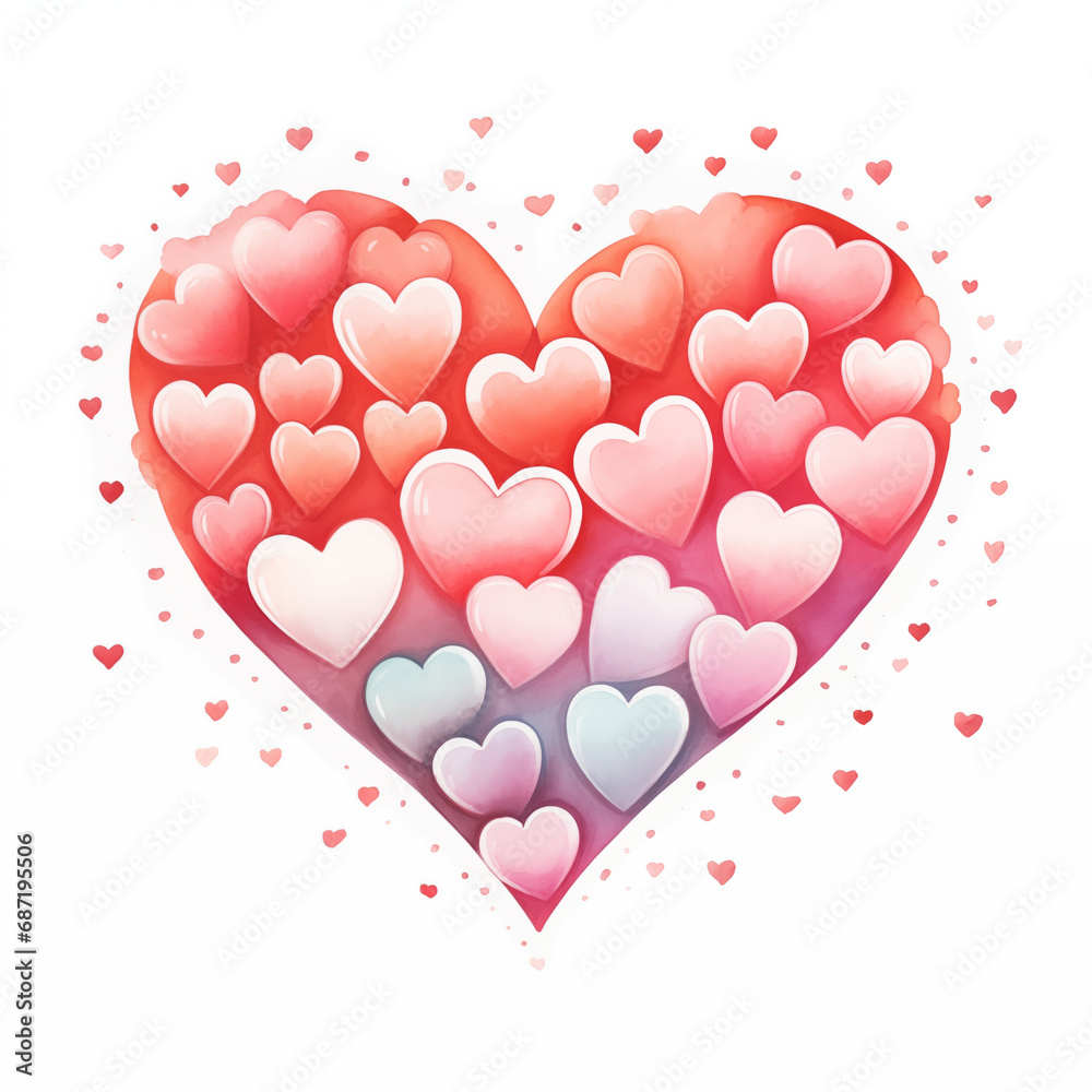 Watercolor valentine romantic illustration of love heart