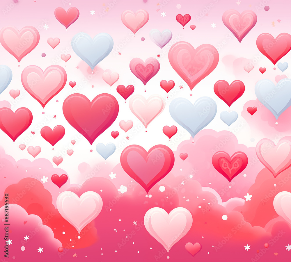 Romantic pink background of valentine hearts, love art